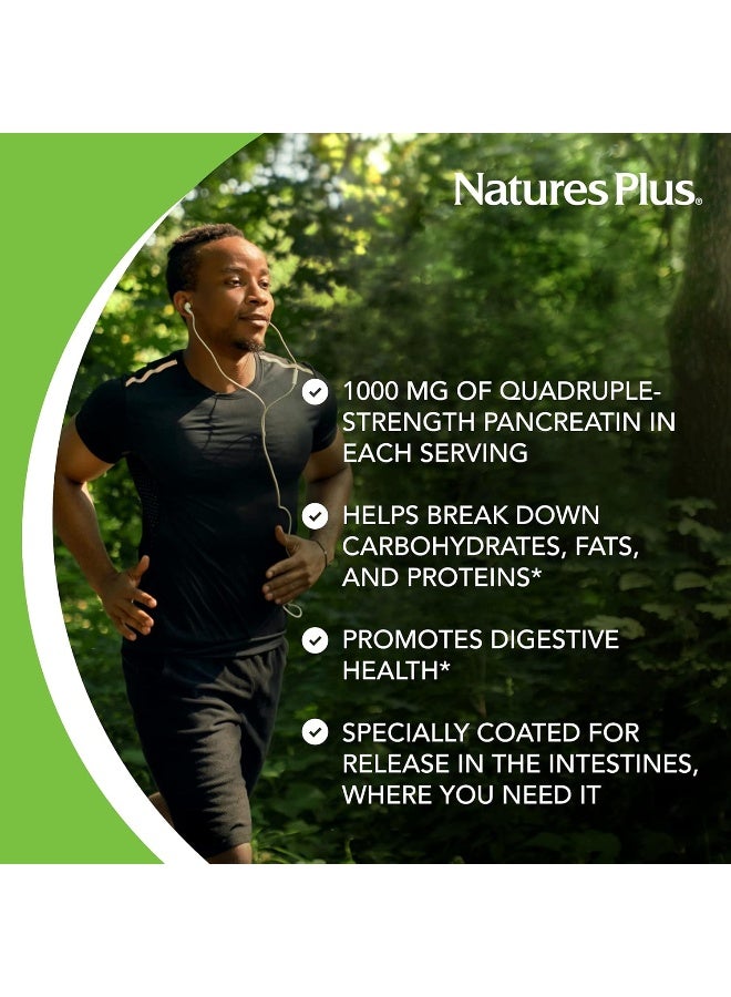 Nature's Plus Pancreatin - 1000 mg, 60 Tablets - Natural Digestive Enzyme Supplement for Gastrointestinal Support - Contains Amylase, Protease & Lipase - Gluten-Free - 60 Servings - Image 4